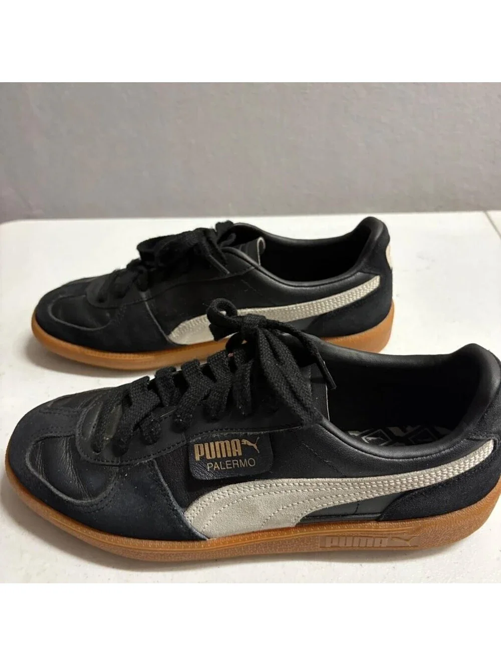 Puma Palermo Lth Black Feather Gray Gum Mens Size 10 Leather Sneakers 396464-03